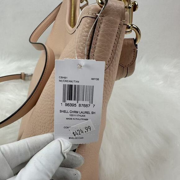 Coach Laurel Shoulder Bag Crossbody With Shell Charm In Gold/Cream/Tan CBH81 NWT - Picture 4 of 9